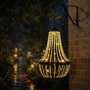 Solar Acrylic Courtyard Light, Outdoor Waterproof Hanging Pendant Lamp, Stage Wedding Decor, Garden Night Light, Balcony Landscape Lighting, Warm LED