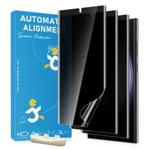 JavoYion 3 Pack Privacy Screen Protector for Samsung Galaxy S22 Ultra / S23 Ultra [Not Glass], Fingerprint Compatible, Anti Spy