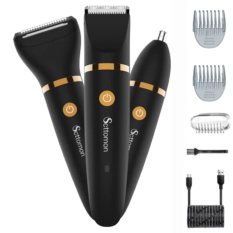 Men's Body Hair Trimmer,3 in 1 Electric Groin Hair Trimmer,Rechargeable Shaver Razor, Portable Hair Trimmer,Manscaping Trimmer,Waterproof  Hair Removal Device,Gift for Him