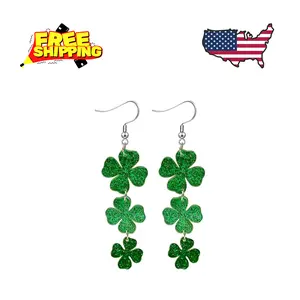 Irish Shamrock Acrylic Dangle Earrings