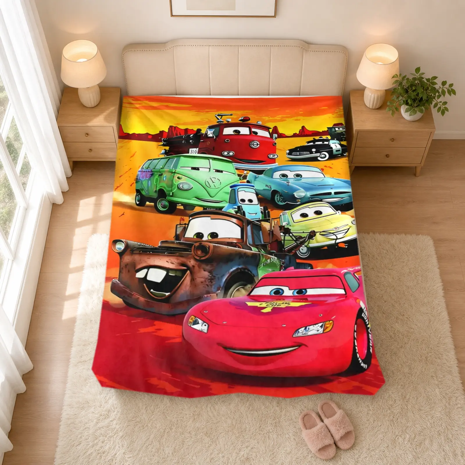 Disney Pixar Cars Lightning McQueen Flannel Blanket – Soft Cozy Lightweight Throw Blanket with Classic Cartoon Racing Car Design, Warm Blanket for Kids, Teens & Fans, Bedroom, Bed, Couch, Sofa & Travel