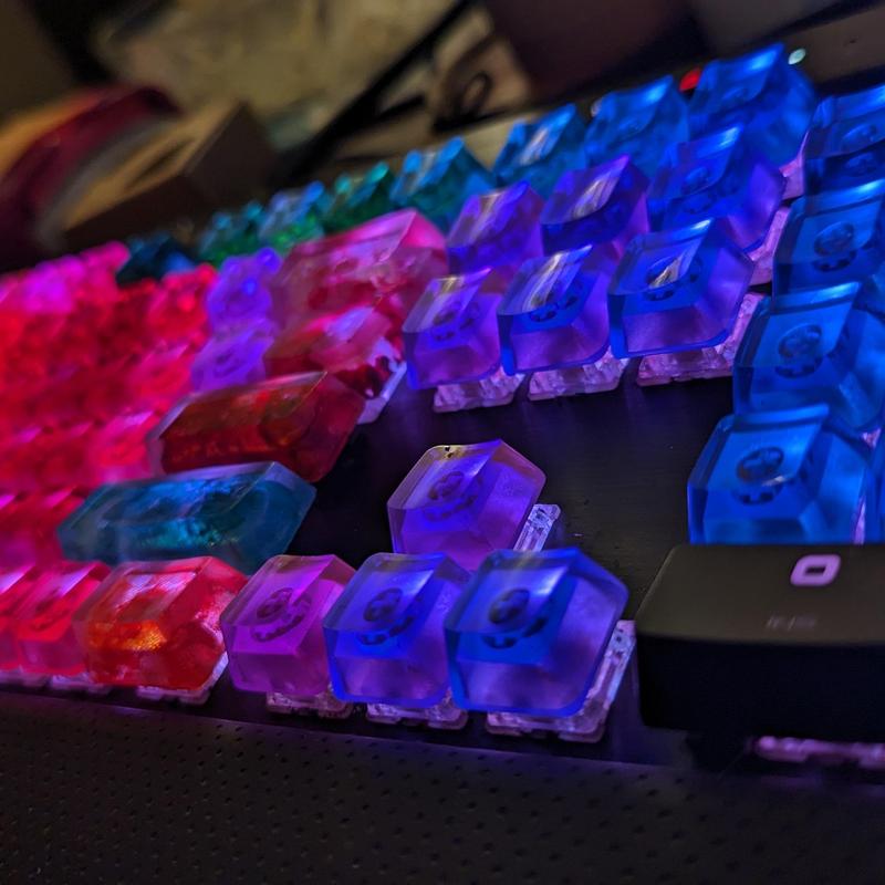 ResinKeyWorks Ruby Red Blank 1U Accent Keycaps, Transparent Hand Polished Resin OEM Caps with MX stems