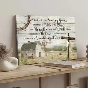 1 Count wood frame canvas, "I Still Believe in Amazing Grace" -- antique ten theme posters, stylish family posters, exquisite bedroom murals, modern art decoration, suitable for corridor wall decoration, ideal gift, waterproof, printing