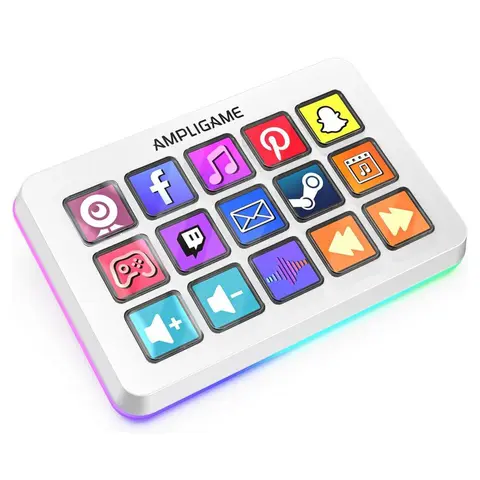 Fifine AmpliGame LCD Gaming Mechanical Keyboard - 15 OBS Streaming Studio Shortcuts, Macro Keys, Trigger Actions, RGB Lights, Customizable Display Keys, Built-in Plugin Support - Gamer Stuff for Content Creators, Office Work - PC Accessory-D6