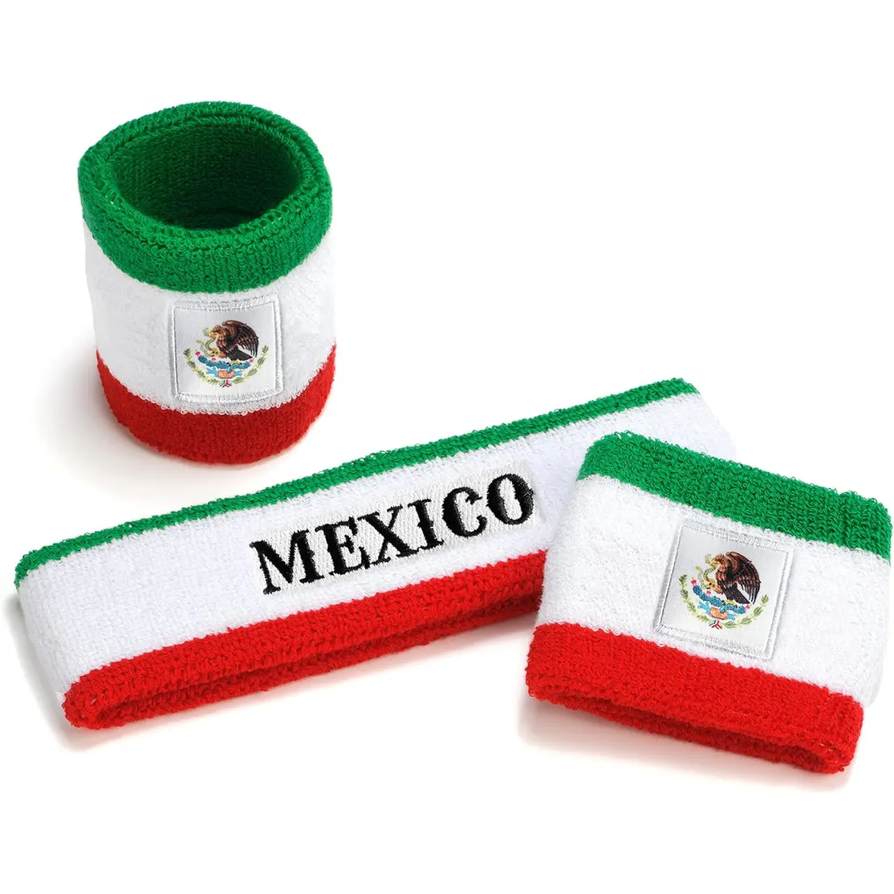 Mexican Headband & Wristbands Set – 1 Sweatband + 2 Wristbands for Sports & Fitness