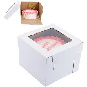 Tall Cake Boxes for Tier Cakes,10x10x8 Inch [12Pack ] Thick Sturdy Bakery Box with Window,White Cake Carrier, Disposable Cake Containers,Birthday Cake Boxes