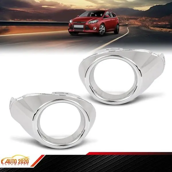 Durable Easy-Install ABS Plastic Fog Light Bezel Trim, 2 PC Left/Right Pair for 2012-2014 Ford Focus (Yes, Direct Fit Car Fog Light Trim Accessory)