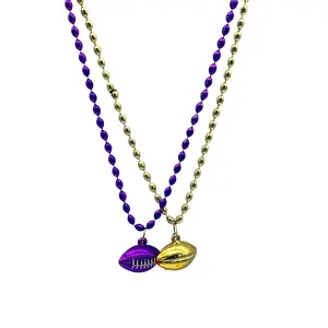 33" Purple and Gold Football Mardi Gras Beads (Dozen)