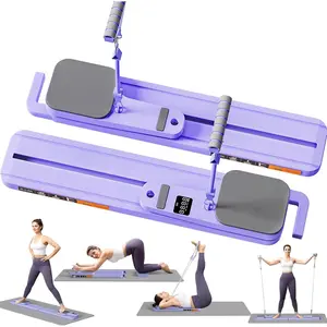 Pilates Reformer Board with Resistance Bands – Portable Pilates Machine, Full Body Workout for Home, Core Strengthener, Glute & Leg Toning, Dual Use, LED Timer & Calorie Display