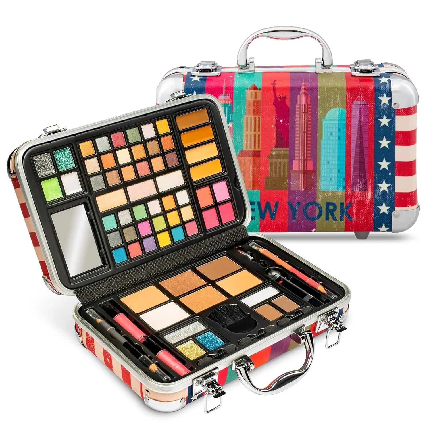 Vokai Makeup Kit Set, 74-Piece Makeup Set with Case and Carrying Handle (New York Case)