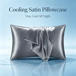 【Hvnde】2pcs Cooling Satin Pillowcases Queen Size – Envelope Closure Pillow Cases for  For Natural Hair / Curly Hair / Braids / Locs，Anti Sleep Lines，Similar to Silk, Gifts for Women Men