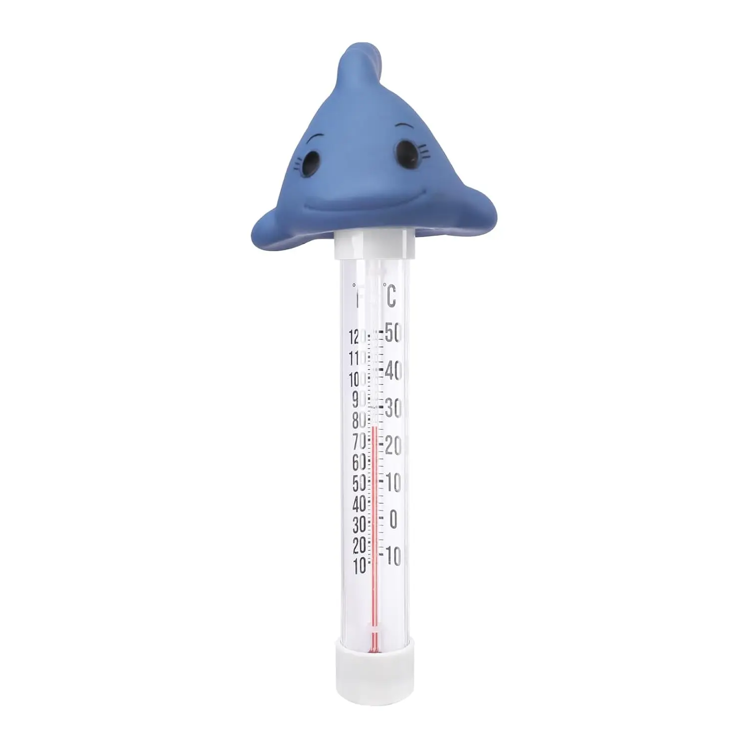 Floating Pool Thermometer with Large Easy-Read Numbers and String for Swimming Pools, Hot Tubs, and Ice Baths (Fish Design)