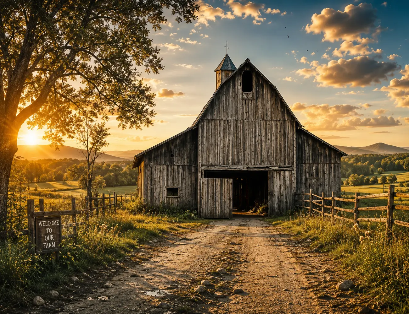 Farmhouse Barn Wall Art Canvas Print Rustic Country Landscape Wall Decor Vintage Farm Barn Sunset Canvas Artwork Rural Nature Scenery Picture Western Ranch Home Decor Living Room Bedroom Office Wall Art Housewarming Gift Unframed Framed Ready to Hang