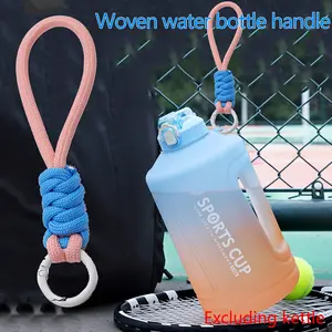 Weaving Handle for Wide Mouth Water Bottles Sports Cup, Ideal for Outdoor Adventures and Travel, 5.12inch Sport Cup Carrier Cord, Colorful Portable Bottle Hanging Rope for Outdoor Camping, Backpack Keychain, Phone Sleeve Attachment (Cup not included)