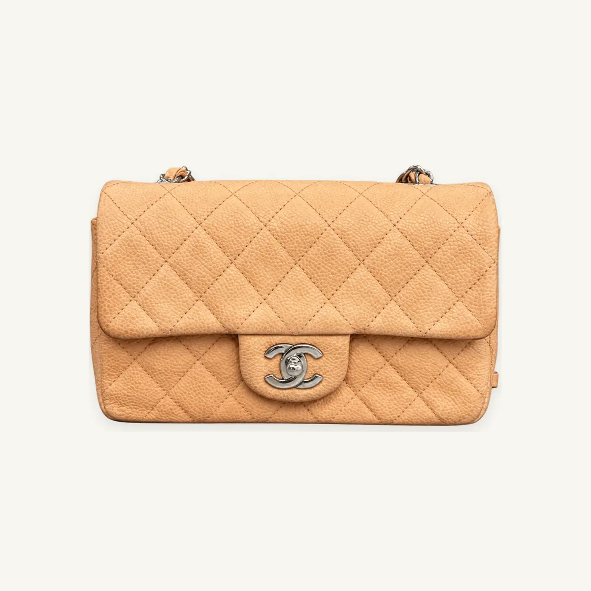 Pre-owned Chanel Mini Rectangular Classic Flap Bag in Caviar Leather with Silver Tone Hardware 17 Series WS193