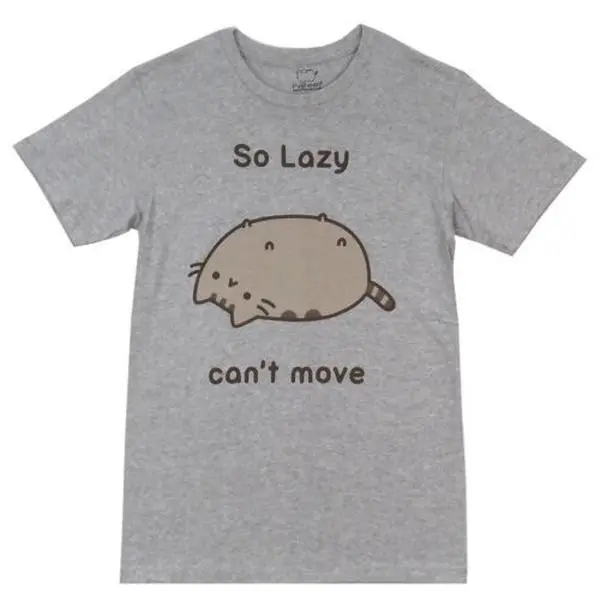 Pusheen The Cat So Lazy Can't Move Cute Adult T-Shirt, Unisex T-Shirt Cotton