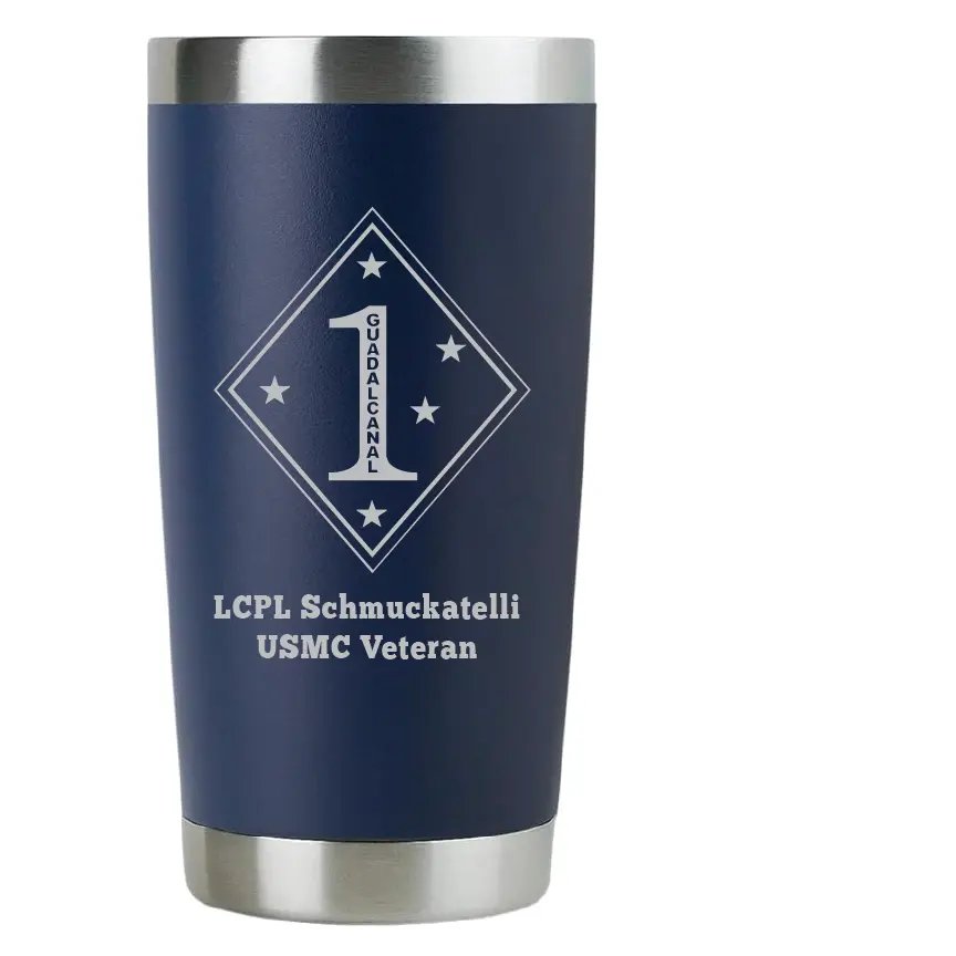 20oz USMC Marine Corps Tumbler – Custom Engraved Stainless Steel Travel Mug (USMC03)