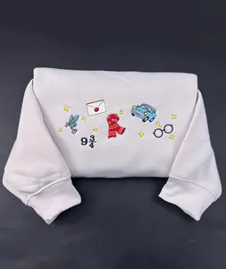 Embroidered Wizard Sweater, Embroidered HP Tee Shirt, Embroidery Potterhead Sweatshirt, Wizard World Shirt, Magic Wand Tee, School Of Witchcraft Shirt, Gift For Potterhead