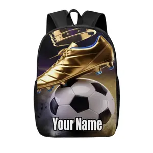 Customizable Personalized Gold Soccer Backpack—Featuring Your Name/Text, Large Capacity, Lightweight, Durable, and with Adjustable Shoulder Straps. Designed to Accommodate a Laptop; Ideal for Work, Business, University, and Teachers.