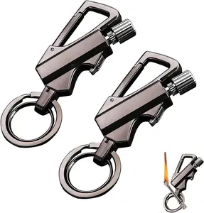 Permanent Match Infinity Lighter, Keychain Lighter withMultitool Keychain Bottle Opener, Reusable Matchstick,Forever Match for Outdoor Survival (2Pcs Black)