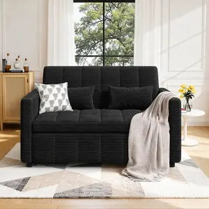 Sleeper Sofa Bed,3-in-1 Convertible Pull Out Couch with Adjustable Backrest for Living Room,Loveseat Sofa Bed with Side Pockets,Easy Assembly