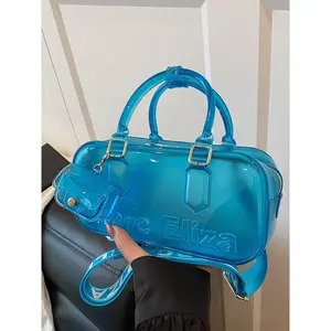 Fashionable Transparent Handbag, Casual Versatile Jelly Bag with Adjustable Strap, Trendy High-quality Daily Commuting Bag, Girl Fashionable Shopping Bag, Handheld Bag
