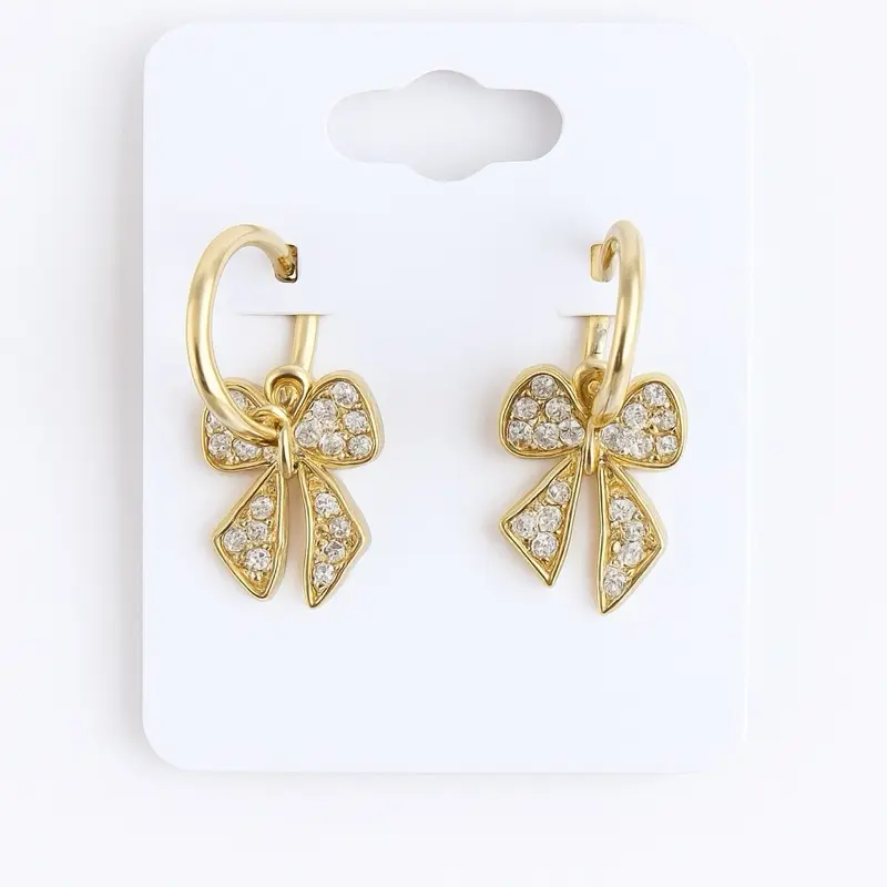 Sparkly Bow Huggie Hoops