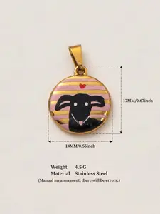 1PC children's fun forest animal oil-drip pendant, featuring colorful hand-painted hedgehog, zebra, and cat designs, stainless steel plated with 18K gold, DIY jewelry keychain and bag accessory