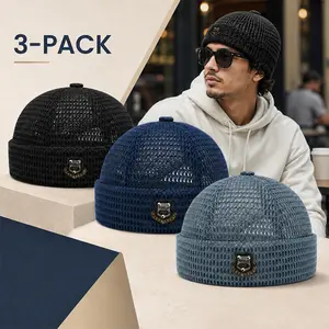 3-Pack Unisex Mesh Skull Caps, Hip Hop Style Lightweight & Breathable Beanies for Summer Sun Protection