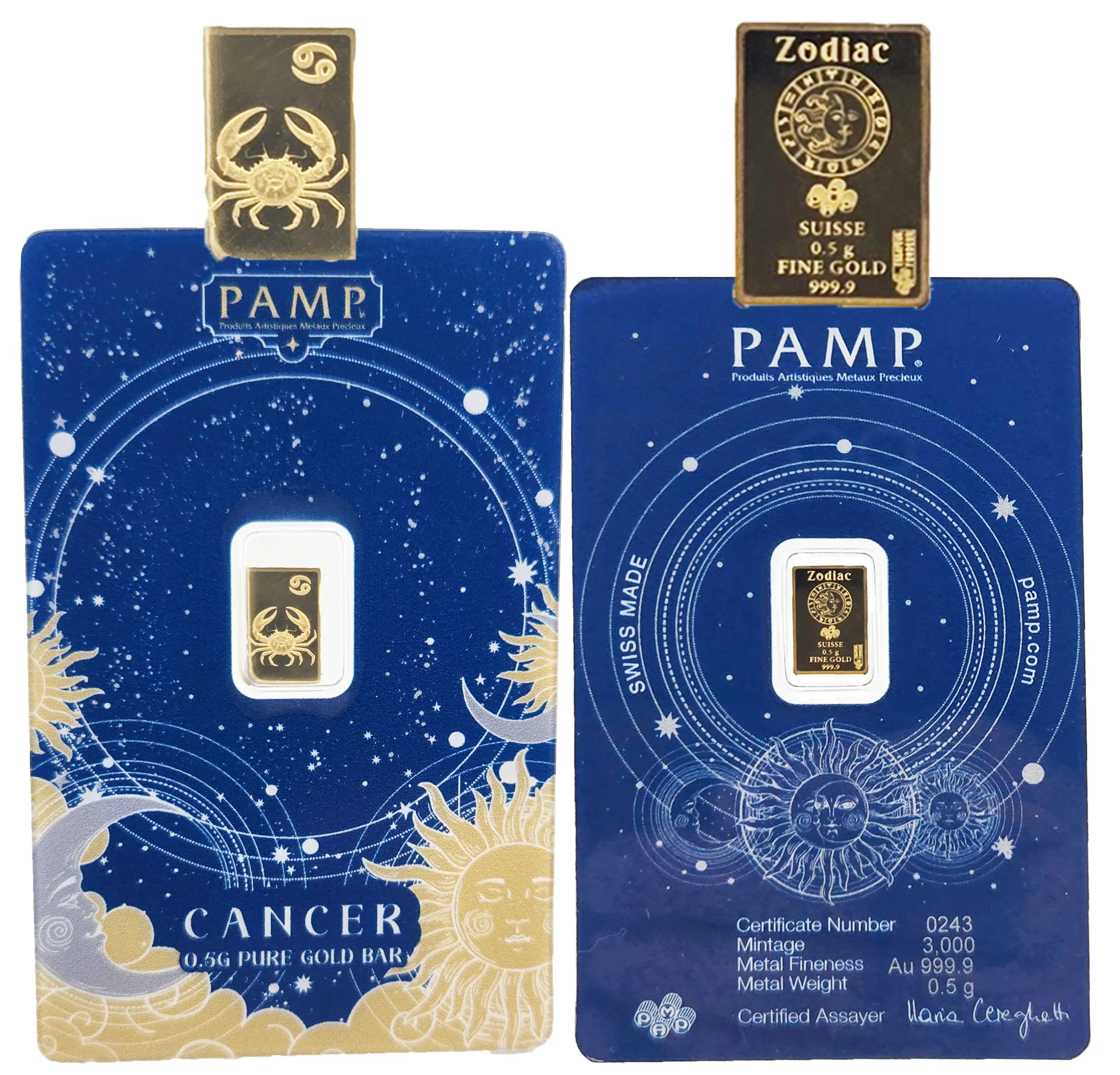 Cancer 1/2g Gold Bar Zodiac PAMP Suisse