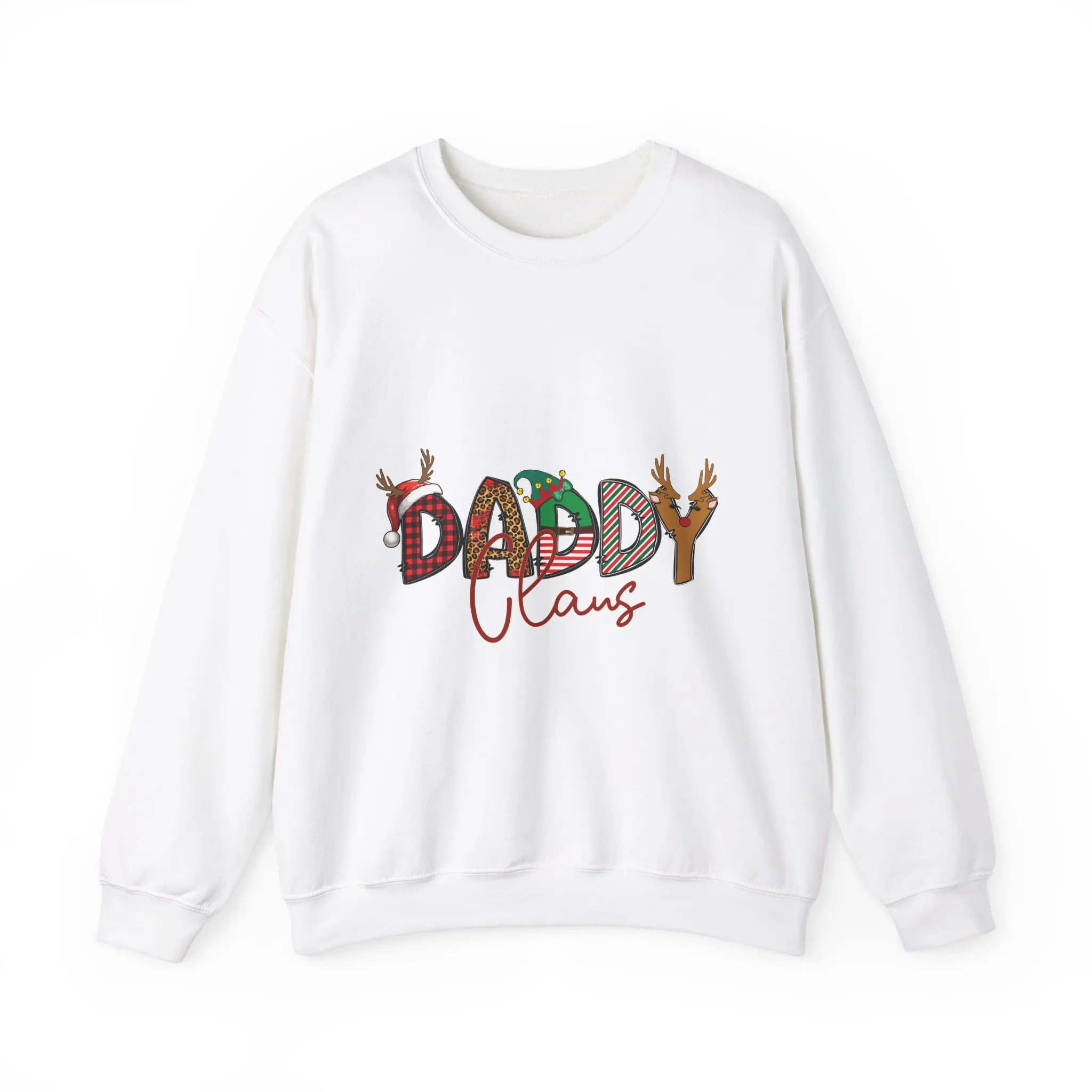 Daddy Claus Christmas Crewneck Sweatshirt - Holiday Santa Jumper, Festive Xmas Pullover, Winter Father Gift Apparel, Red White Family Top,