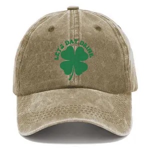 Let's day drink, St patty's drinking Unisex Washed Vintage Baseball Cap Adjustable Cap Denim Hat