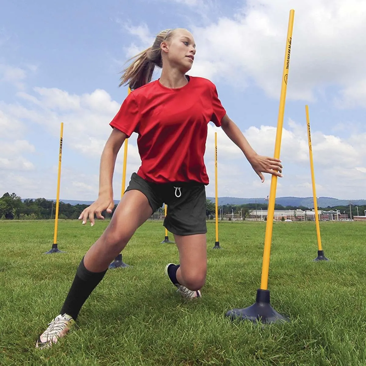 PVC Coaching Sticks, Set of 6, 60-Inch Uprights with 12-Inch High-Density Base for Agility Training, Ships FedEx, Agility Training Equipment, Stackable Sticks, Football Coaches, Training Gear, Football Drills