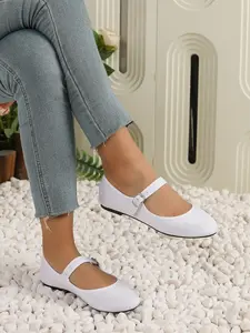 AKSKATE Women's Natural Flat Shoes with Tower Buckle Design Microfiber Suede Upper TPR Outsole Comfortable Everyday Wear