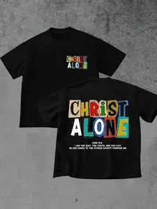 Christian Streetwear Y2K Style Casual, Trendy Aesthetic Religious Statement Top for Church, Daily Wear, and Street Fashion, Short Sleeve Fitted Graphic Print Tee