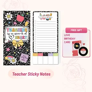 [Gift] Teacher Sticky Notes “Teaching Is a Work of Heart” – Set Blackboard Self-Stick Note Pads - Teacher Appreciation Gift Writing Memo Pads Classroom School Office Supplies