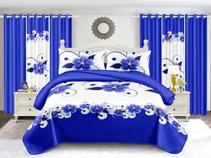 12 Piece All Season Microfiber Viscose Duvet Cover Bedding Set with Zipper Closure Flower Print Fitted Sheet Pillow Cases Curtains Cushion Cases Silky Soft Texture for Farmhouse Bedroom Decor Queen King Full Size 11