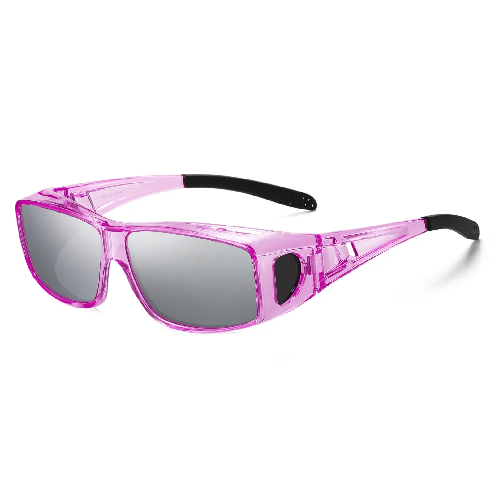Transparent Purple Frame Silver Lens