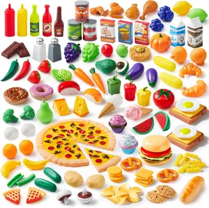 135 Pieces Children's Kitchen Toy Set, Market Role Play Toys, Educational Fake Food, Party Favor for Kids Kids Outdoor Play