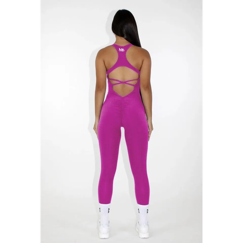Aria Scrunch Booty Jumpsuit - Fuchsia