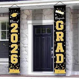 Class of 2026 Graduation Door Banners, Aesthetic Congrats Grad Porch Signs, 2PC Graduation Party Decorations for Home, Outdoor Senior 2026 Celebration Decor, Summervibes Party Supplies