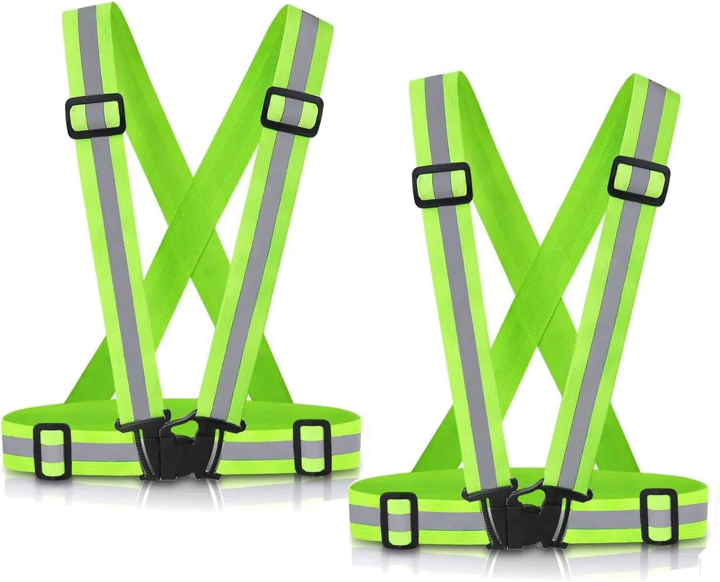 2-Pack Reflective Suspender Sports Safety Vests, High Visibility Lightweight Breathable Adjustable Athletic Gear for Men, Running/Cycling, Hiking, Exercise, Biker, Outdoor, Foldable, Biking, Flexible, Elastic Fabric, Unisex, Running/Bike, Suspender Vest