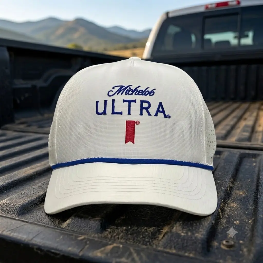 Michelob ULTRA Trucker Hat, Embroidered Snapback Cap, Funny Country Western Hat, Vintage Mesh Baseball Cap, Gift for Him, Cowboy Rodeo Hat