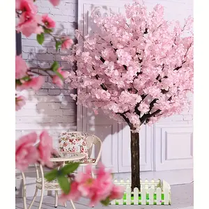 Artificial Cherry Blossom Tree, Handmade Pink Flower Tree, Faux Pink Cherry Blossom Tree, Fake Cherry Blossom Tree Centerpieces for Indoor Outdoor Home Office Party Wedding Christmas Garden Decor