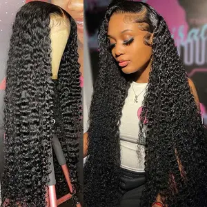 Bling Hair 13x4 Deep Wave Lace Frontal Wig 13x6 Hd Transparent Lace Front Wigs Curly Brazilian Water Wave Human Hair Wig For Women 180Density