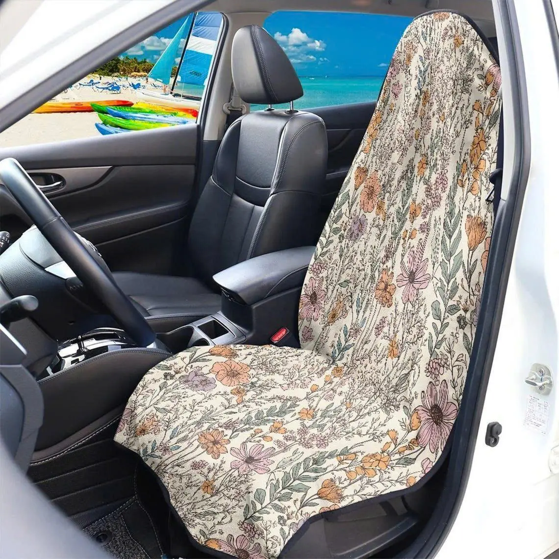 Floral Car Seat Cover for Front Seat | Universal Waterproof Auto Seat Protector | Non-Slip Breathable Vehicle Seat Cover for Cars, SUVs & Trucks