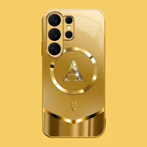 Suitable for [Galaxy S26 Ultra] high-end MagSafe phone case🥰，Luxury Gold 26 Initial phone Case Bling Monogram 952