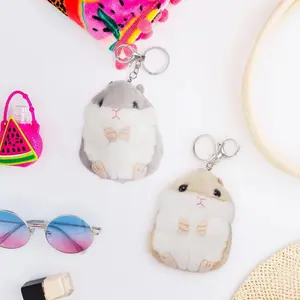 Hamster Plush Keychain Pack - Soft Fluffy Animal Charm, Adorable Bag Handbag Hanging Ornament for Key Decoration