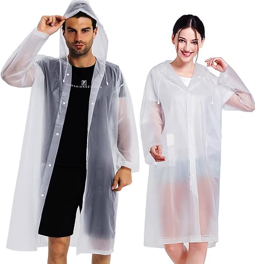 2-Pack Reusable EVA Rain Ponchos for Adults – Waterproof Lightweight Rain Coats for Men & Women, Hooded Emergency Rain Jackets for Travel, Camping & Outdoor Weather Protection