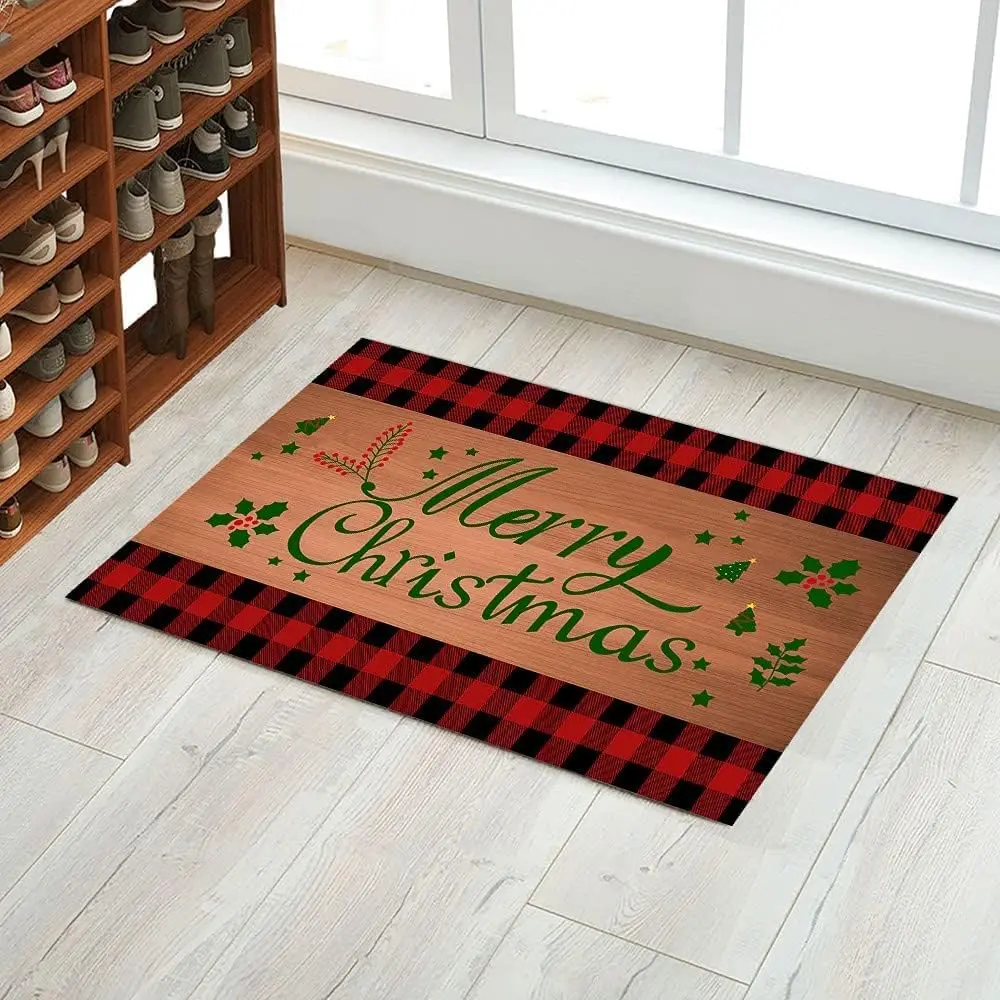 Christmas Door Mat Outdoor for Front Door, Merry Christmas Doormat Winter Doormat Indoor Christmas Holiday Entryway Decor